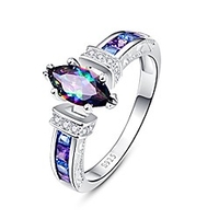 925 sterling silver simulated mystic topaz promise ring for her size 10