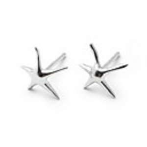 925 Sterling Silver Starfich Pattern Platinum Plated Earrings