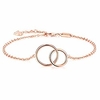 925 sterling silver two interlocking infinity circles bracelet,  gift for sister friend mother (b rose gold)