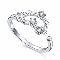925 sterling silver women cz horoscope 12 constellation astrology zodiac capricorn ring birthday gift, size 7