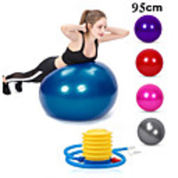 95cm Exercise Ball / Yoga Ball Professional Extra Thick Anti Slip Durable PVC Support 500kg With Foot Pump Physical Therapy Balance Training Relieve Back Pain for Home Workout Yoga Fitness
