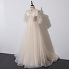 A-Line Beautiful Back Elegant Engagement Formal Evening Dress Spaghetti Strap Half Sleeve Court Train Tulle with Pleats Ruffles 2020 miniinthebox