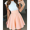 A-Line Beautiful Back Flirty Graduation Cocktail Party Dress Jewel Neck Short Sleeve Short / Mini Chiffon with Pleats 2020