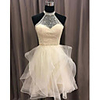 A-Line Beautiful Back Luxurious Engagement Cocktail Party Dress Halter Neck Sleeveless Short / Mini Tulle with Tier 2020