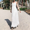 A-Line Beautiful Back Maxi Holiday Party Wear Dress Spaghetti Strap Sleeveless Ankle Length Cotton with Appliques 2021 miniinthebox
