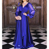 A-Line Beautiful Back Minimalist Wedding Guest Formal Evening Dress V Neck Long Sleeve Floor Length Chiffon with Pleats 2020 miniinthebox