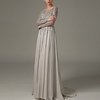 A-Line Beautiful Back Sparkle Engagement Formal Evening Dress Illusion Neck Long Sleeve Sweep / Brush Train Chiffon with Sash / Ribbon Crystals 2020