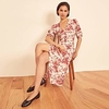 A-Line Bohemian Floral Holiday Party Wear Dress V Neck Half Sleeve Tea Length Chiffon with Pattern / Print 2020