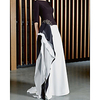 A-Line Color Block Beautiful Back Engagement Formal Evening Dress Jewel Neck 3/4 Length Sleeve Sweep / Brush Train Chiffon with Crystals Ruffles 2020