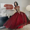 A-Line Color Block Chinese Style Engagement Formal Evening Dress Stand Collar Short Sleeve Floor Length Tulle with Crystals Appliques 2020 miniinthebox