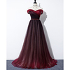 A-Line Color Block Elegant Engagement Formal Evening Dress Off Shoulder Sleeveless Sweep / Brush Train Tulle with Sash / Ribbon Pleats 2020