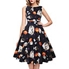 A-Line Color Block Elegant Party Wear Cocktail Party Dress Jewel Neck Sleeveless Knee Length Spandex with Pleats Pattern / Print 2020