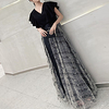 A-Line Color Block Elegant Wedding Guest Formal Evening Dress V Neck Short Sleeve Floor Length Tulle with Sash / Ribbon 2021 miniinthebox