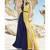 A-Line Color Block Empire Wedding Guest Formal Evening Dress V Neck Sleeveless Floor Length Chiffon with Sash / Ribbon Pleats Split 2020