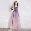 A-Line Color Block Glittering Engagement Prom Dress Spaghetti Strap Sleeveless Floor Length Tulle with Sash / Ribbon 2021 miniinthebox