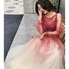 A-Line Color Block Glittering Prom Formal Evening Dress Illusion Neck Long Sleeve Floor Length Tulle with Pleats Beading 2020 miniinthebox