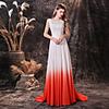 A-Line Color Block Maxi Prom Formal Evening Dress Jewel Neck Sleeveless Sweep / Brush Train Chiffon with Appliques 2020