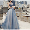 A-Line Color Block Minimalist Engagement Formal Evening Dress Spaghetti Strap Sleeveless Sweep / Brush Train Tulle with Pleats 2020