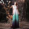 A-Line Color Block Minimalist Prom Formal Evening Dress Jewel Neck Sleeveless Floor Length Chiffon with Appliques 2020