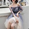 A-Line Color Block Sexy Homecoming Cocktail Party Dress Off Shoulder Short Sleeve Knee Length Tulle with Sash / Ribbon Pleats 2020