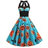 A-Line Color Block Sexy Party Wear Cocktail Party Dress Halter Neck Sleeveless Knee Length Spandex with Bow(s) Pleats Pattern / Print 2020