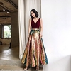 A-Line Color Block Sparkle Cocktail Party Prom Dress V Neck Sleeveless Ankle Length Sequined with Pleats Sequin 2020 miniinthebox