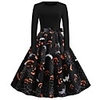 A-Line Color Block Vintage Party Wear Cocktail Party Dress Jewel Neck Long Sleeve Knee Length Spandex with Bow(s) Pattern / Print 2020
