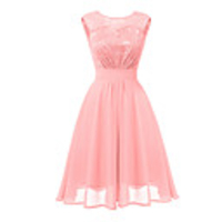 A-Line Elegant Minimalist Party Wear Cocktail Party Dress Jewel Neck Sleeveless Short / Mini Chiffon Lace with Pleats 2020