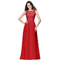 A-Line Elegant Minimalist Party Wear Formal Evening Dress Boat Neck Sleeveless Floor Length Chiffon Lace with Pleats 2020