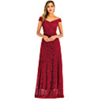 A-Line Elegant Minimalist Party Wear Formal Evening Dress Off Shoulder Sleeveless Floor Length Lace with Pleats 2020