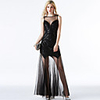 A-Line Elegant Vintage Holiday Party Wear Dress Jewel Neck Sleeveless Floor Length Spandex Tulle with Sequin 2020