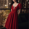 A-Line Elegant Vintage Homecoming Cocktail Party Dress Scoop Neck Short Sleeve Knee Length Stretch Fabric with Pearls Lace Insert 2021 miniinthebox