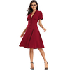 A-Line Elegant Vintage Homecoming Formal Evening Dress V Neck Short Sleeve Knee Length Cotton with Sleek 2021 miniinthebox
