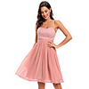 A-Line Elegant Vintage Party Wear Cocktail Party Dress Off Shoulder Sleeveless Knee Length Chiffon Lace with Pleats 2020