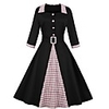 A-Line Elegant Vintage Party Wear Cocktail Party Dress Scoop Neck 3/4 Length Sleeve Short / Mini Cotton with Sash / Ribbon Buttons Pleats 2020