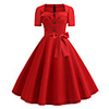 A-Line Elegant Vintage Party Wear Cocktail Party Dress Scoop Neck Short Sleeve Short / Mini Spandex with Bow(s) Pleats 2020