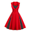 A-Line Elegant Vintage Party Wear Cocktail Party Dress Scoop Neck Sleeveless Knee Length Spandex with Buttons Pleats 2020