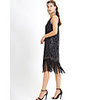 A-Line Elegant Vintage Party Wear Cocktail Party Dress Scoop Neck Sleeveless Knee Length Spandex with Sequin Tassel 2020
