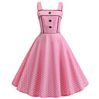 A-Line Elegant Vintage Party Wear Cocktail Party Dress Spaghetti Strap Sleeveless Short / Mini Spandex with Buttons Pleats 2020