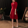 A-Line Elegant Vintage Party Wear Cocktail Party Dress V Neck Shirt Collar Half Sleeve Knee Length Stretch Fabric with Sleek 2021 miniinthebox