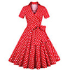 A-Line Elegant Vintage Party Wear Cocktail Party Dress V Neck Short Sleeve Short / Mini Cotton with Bow(s) Pleats 2020