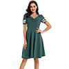 A-Line Elegant Vintage Party Wear Cocktail Party Dress V Neck Short Sleeve Short / Mini Satin with Pleats 2020