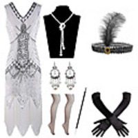 A-Line Elegant Vintage Party Wear Cocktail Party Dress V Neck Sleeveless Knee Length Spandex with Sequin Tassel 2020