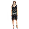 A-Line Elegant Vintage Party Wear Cocktail Party Dress V Neck Sleeveless Knee Length Spandex with Sequin Tassel 2020
