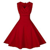 A-Line Elegant Vintage Party Wear Cocktail Party Dress V Neck Sleeveless Short / Mini Cotton with Pleats 2020