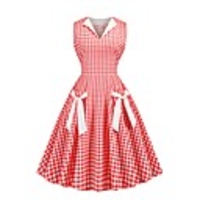 A-Line Elegant Vintage Party Wear Cocktail Party Dress V Neck Sleeveless Short / Mini Spandex with Bow(s) Pleats 2020