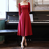 A-Line Elegant Vintage Party Wear Prom Dress Strapless 3/4 Length Sleeve Tea Length Stretch Fabric with Sleek 2021 miniinthebox