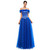 A-Line Elegant Vintage Prom Formal Evening Dress Off Shoulder Sleeveless Floor Length Tulle with Appliques 2020