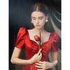 A-Line Elegant Vintage Prom Formal Evening Dress Scoop Neck Short Sleeve Floor Length Italy Satin with Bow(s) 2021 miniinthebox