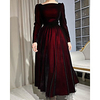 A-Line Elegant Vintage Wedding Guest Formal Evening Dress Jewel Neck Long Sleeve Ankle Length Tulle with Pleats 2020